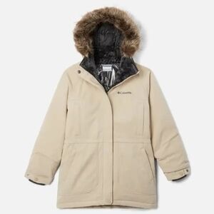 Columbia Beige Girls' Boundary Bay Down Parka Size Small (7/8) Fur Hood